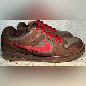 Nike SB Paul Rodriguez 1 Low Brown Red Suede P-Rod 2006 Sz 10.5